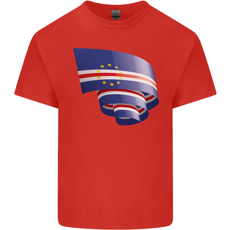 Curled Cape Verde Flag Verdean Day Football Mens Cotton T-Shirt Tee Top Red