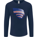 Curled Cape Verde Flag Verdean Day Football Mens Long Sleeve T-Shirt Navy Blue