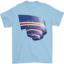 Curled Cape Verde Flag Verdean Day Football Mens T-Shirt 100% Cotton Light Blue