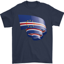 Curled Cape Verde Flag Verdean Day Football Mens T-Shirt 100% Cotton Navy Blue