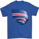 Curled Cape Verde Flag Verdean Day Football Mens T-Shirt 100% Cotton Royal Blue