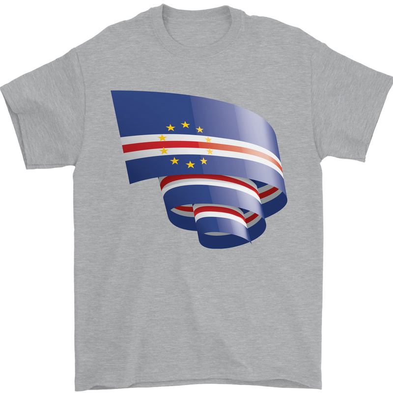 Curled Cape Verde Flag Verdean Day Football Mens T-Shirt 100% Cotton Sports Grey