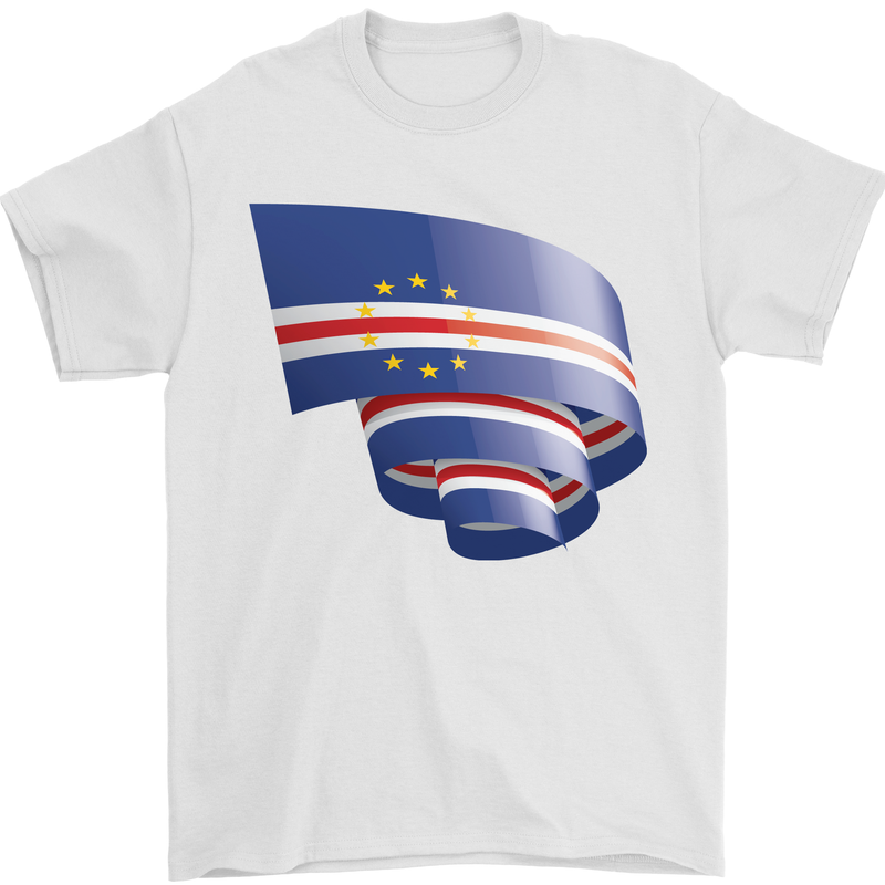 Curled Cape Verde Flag Verdean Day Football Mens T-Shirt 100% Cotton White