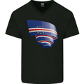 Curled Cape Verde Flag Verdean Day Football Mens V-Neck Cotton T-Shirt Black