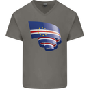 Curled Cape Verde Flag Verdean Day Football Mens V-Neck Cotton T-Shirt Charcoal