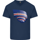 Curled Cape Verde Flag Verdean Day Football Mens V-Neck Cotton T-Shirt Navy Blue