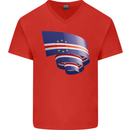 Curled Cape Verde Flag Verdean Day Football Mens V-Neck Cotton T-Shirt Red
