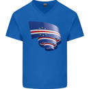 Curled Cape Verde Flag Verdean Day Football Mens V-Neck Cotton T-Shirt Royal Blue