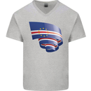 Curled Cape Verde Flag Verdean Day Football Mens V-Neck Cotton T-Shirt Sports Grey