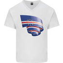 Curled Cape Verde Flag Verdean Day Football Mens V-Neck Cotton T-Shirt White
