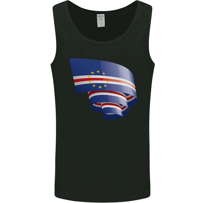 Curled Cape Verde Flag Verdean Day Football Mens Vest Tank Top Black