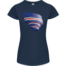 Curled Cape Verde Flag Verdean Day Football Womens Petite Cut T-Shirt Navy Blue