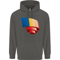 Curled Chad Flag Chadian Day Football Childrens Kids Hoodie Storm Grey
