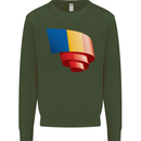 Curled Chad Flag Chadian Day Football Kids Sweatshirt Jumper Forest Green