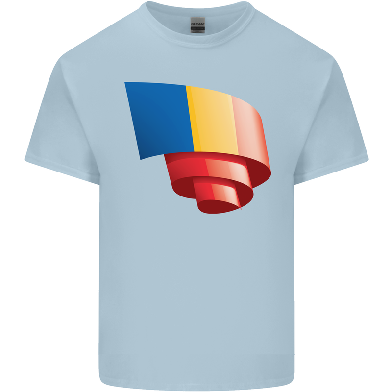 Curled Chad Flag Chadian Day Football Kids T-Shirt Childrens Light Blue