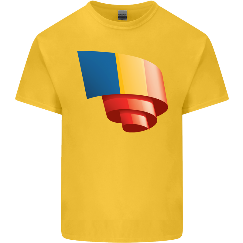 Curled Chad Flag Chadian Day Football Kids T-Shirt Childrens Yellow
