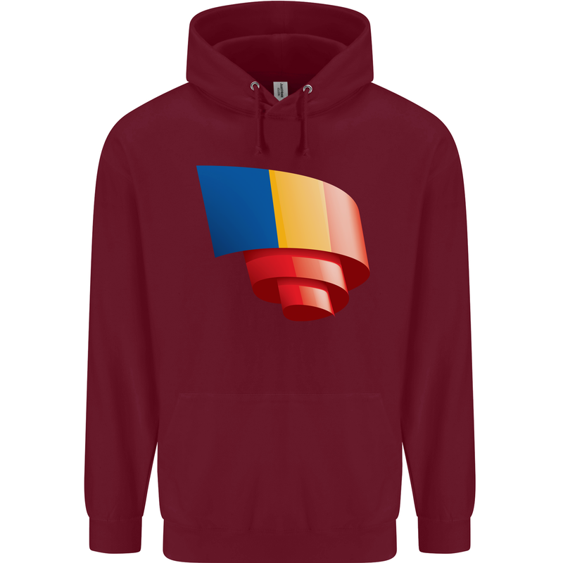 Curled Chad Flag Chadian Day Football Mens 80% Cotton Hoodie Maroon