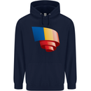 Curled Chad Flag Chadian Day Football Mens 80% Cotton Hoodie Navy Blue