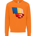 Curled Chad Flag Chadian Day Football Mens Sweatshirt Jumper Orange