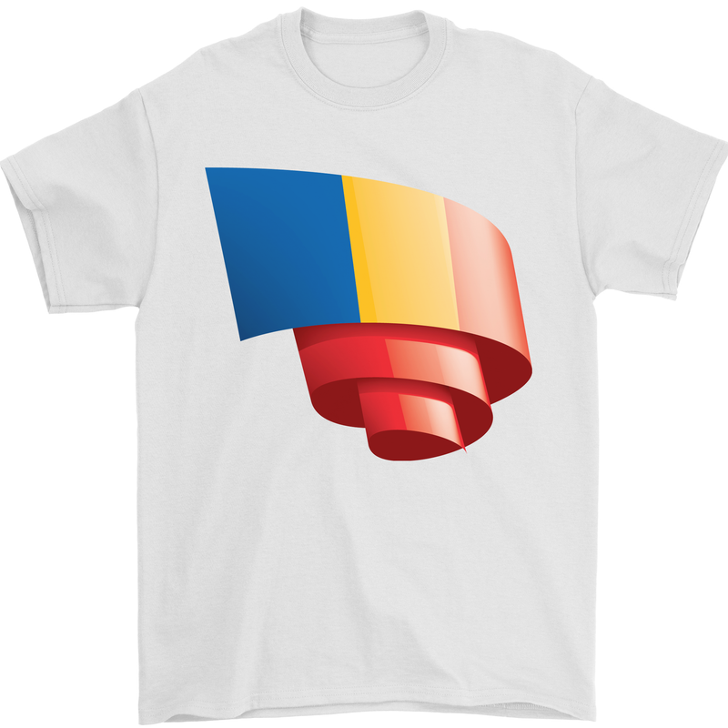 Curled Chad Flag Chadian Day Football Mens T-Shirt 100% Cotton White