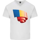 Curled Chad Flag Chadian Day Football Mens V-Neck Cotton T-Shirt White