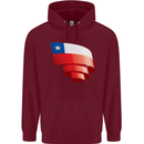 Curled Chile Flag Chilean Day Football Childrens Kids Hoodie Maroon