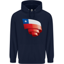 Curled Chile Flag Chilean Day Football Childrens Kids Hoodie Navy Blue