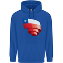 Curled Chile Flag Chilean Day Football Childrens Kids Hoodie Royal Blue