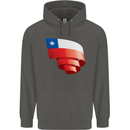 Curled Chile Flag Chilean Day Football Childrens Kids Hoodie Storm Grey