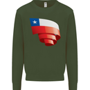 Curled Chile Flag Chilean Day Football Kids Sweatshirt Jumper Forest Green