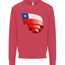 Curled Chile Flag Chilean Day Football Kids Sweatshirt Jumper Heliconia