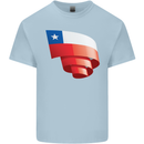 Curled Chile Flag Chilean Day Football Mens Cotton T-Shirt Tee Top Light Blue