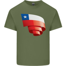 Curled Chile Flag Chilean Day Football Mens Cotton T-Shirt Tee Top Military Green