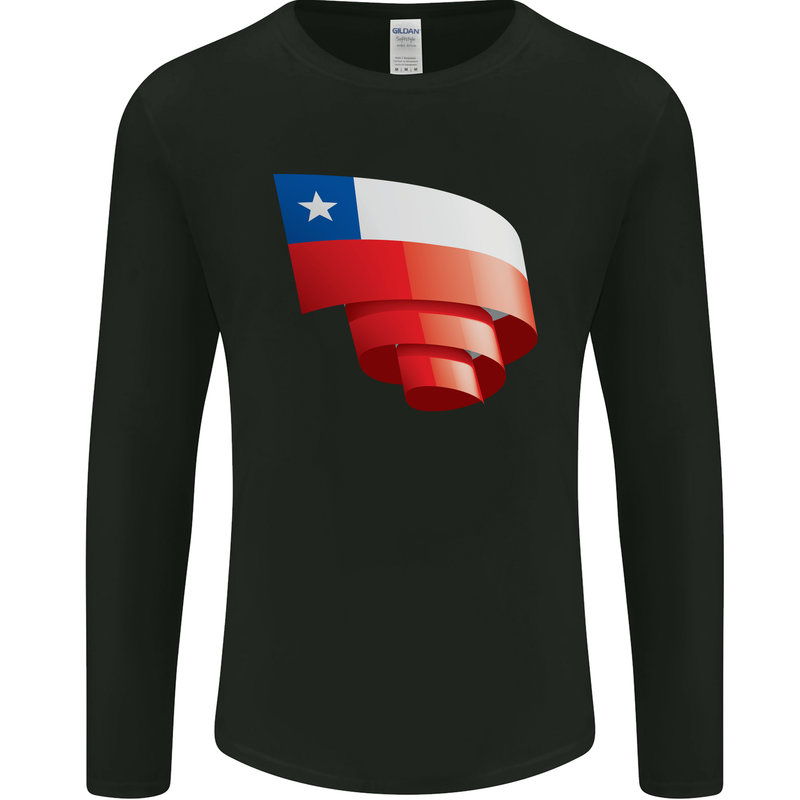 Curled Chile Flag Chilean Day Football Mens Long Sleeve T-Shirt Black