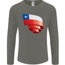 Curled Chile Flag Chilean Day Football Mens Long Sleeve T-Shirt Charcoal