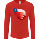 Curled Chile Flag Chilean Day Football Mens Long Sleeve T-Shirt Red