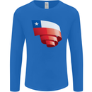 Curled Chile Flag Chilean Day Football Mens Long Sleeve T-Shirt Royal Blue