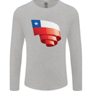 Curled Chile Flag Chilean Day Football Mens Long Sleeve T-Shirt Sports Grey