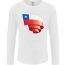 Curled Chile Flag Chilean Day Football Mens Long Sleeve T-Shirt White