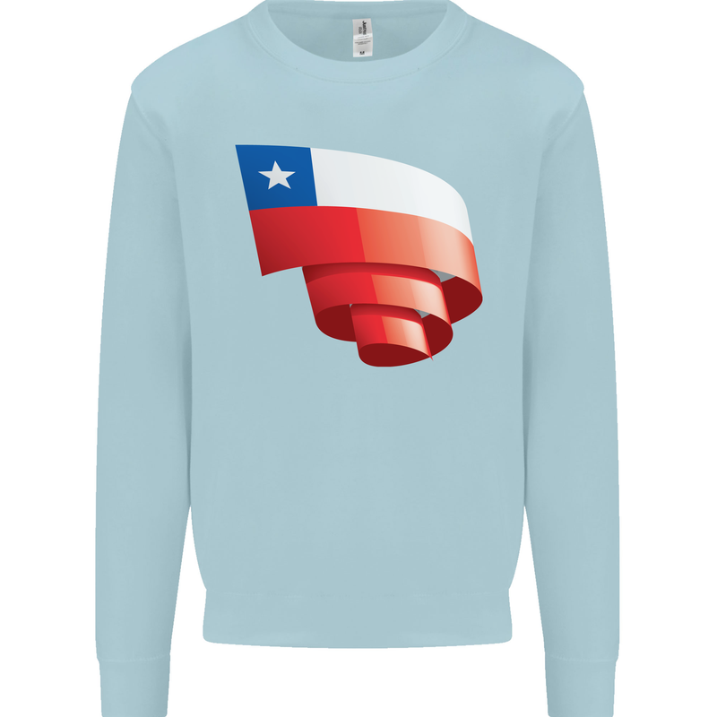 Curled Chile Flag Chilean Day Football Mens Sweatshirt Jumper Light Blue