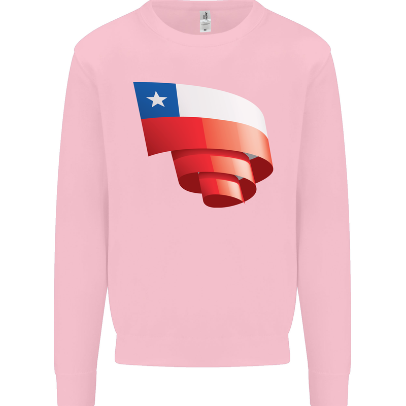 Curled Chile Flag Chilean Day Football Mens Sweatshirt Jumper Light Pink