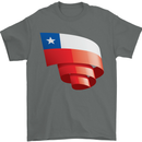 Curled Chile Flag Chilean Day Football Mens T-Shirt 100% Cotton Charcoal