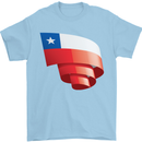 Curled Chile Flag Chilean Day Football Mens T-Shirt 100% Cotton Light Blue