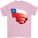 Curled Chile Flag Chilean Day Football Mens T-Shirt 100% Cotton Light Pink
