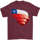 Curled Chile Flag Chilean Day Football Mens T-Shirt 100% Cotton Maroon