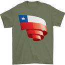 Curled Chile Flag Chilean Day Football Mens T-Shirt 100% Cotton Military Green
