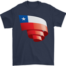 Curled Chile Flag Chilean Day Football Mens T-Shirt 100% Cotton Navy Blue