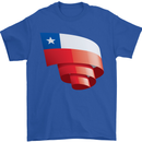 Curled Chile Flag Chilean Day Football Mens T-Shirt 100% Cotton Royal Blue