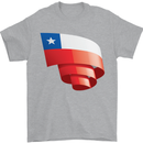 Curled Chile Flag Chilean Day Football Mens T-Shirt 100% Cotton Sports Grey