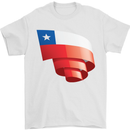 Curled Chile Flag Chilean Day Football Mens T-Shirt 100% Cotton White